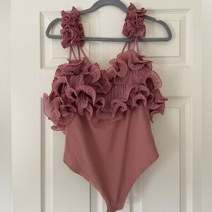 Intimately Free People Pink/Rose Ruffled Bodysuit